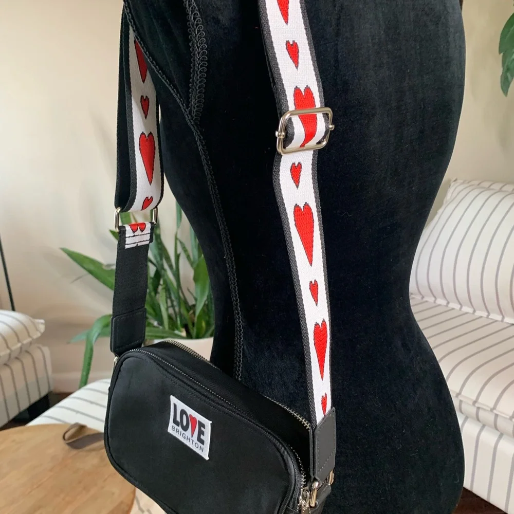 Love Essentials Cross‎ Body Bag - Brighton Black with Heart Strap